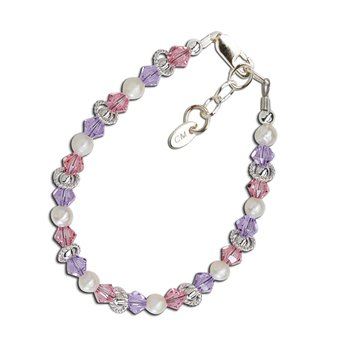 Natalee Bracelet - Silver with Pearl & Colored Crystals