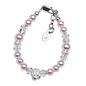 Rose Bracelet - Sterling Silver with Pink Pearl & Rose Charm