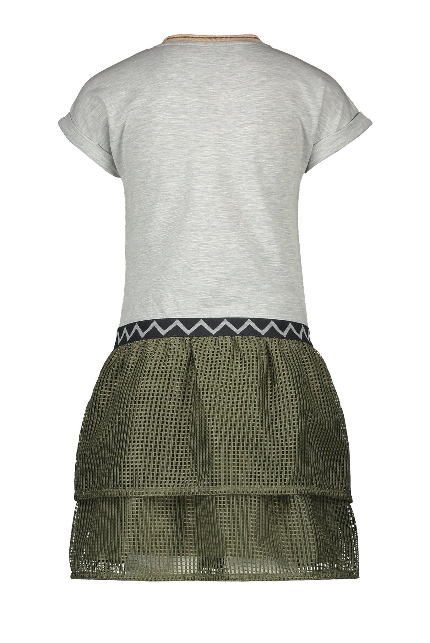 Jersey Dress with Check Mesh Skirt