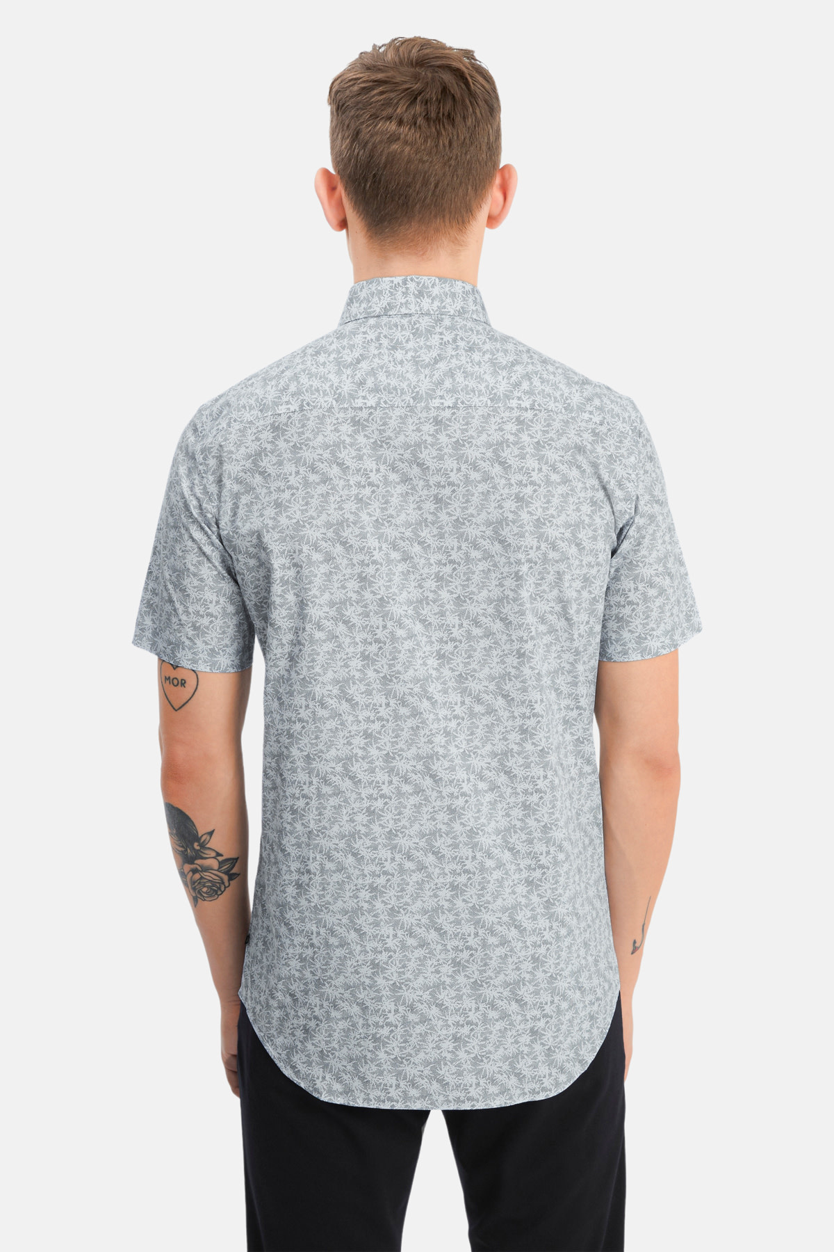 Trostol Short Sleeve Dress Shirt - Navy Dotted Print