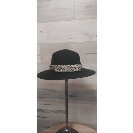 Dark Green Western Hat with Snake Print Textured Bow
