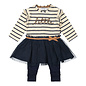 Striped Dress with Tulle Skirt and Leggings Set