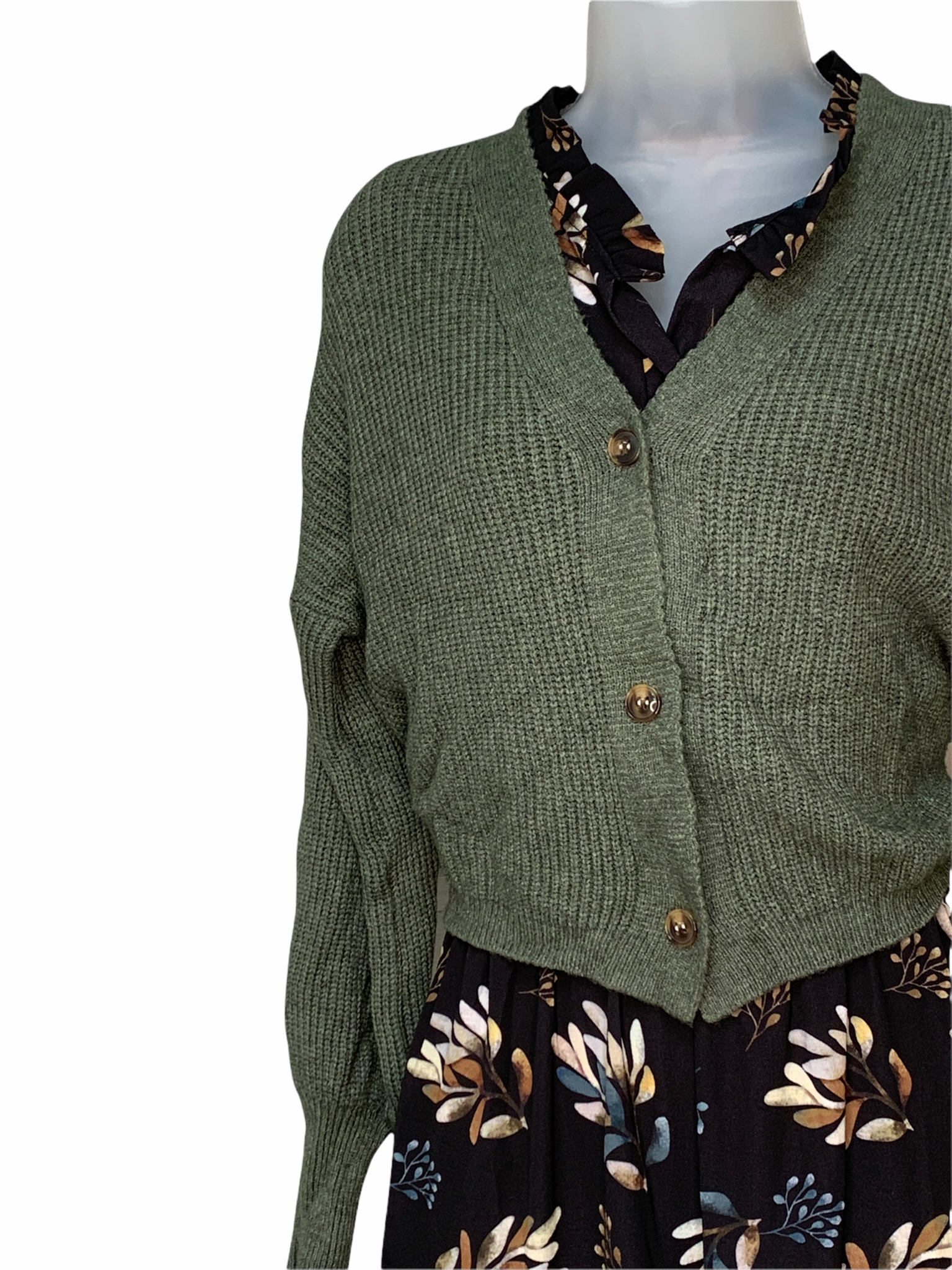 Button Down Cardigan - Sage Green Knit