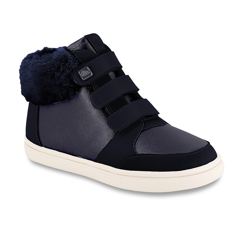 Navy Faux Fur Detail Bootie