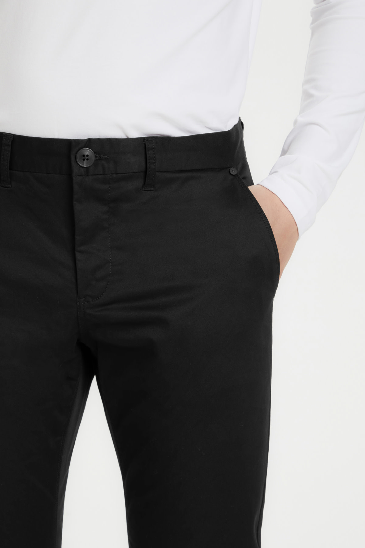 Cotton Sateen Dressy Pants - Black