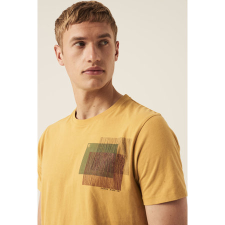 Tee with Square Print - Ochre
