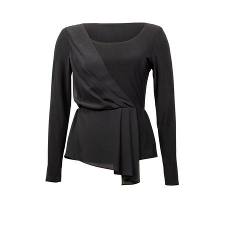 Black Top with Pleated Chiffon Detail