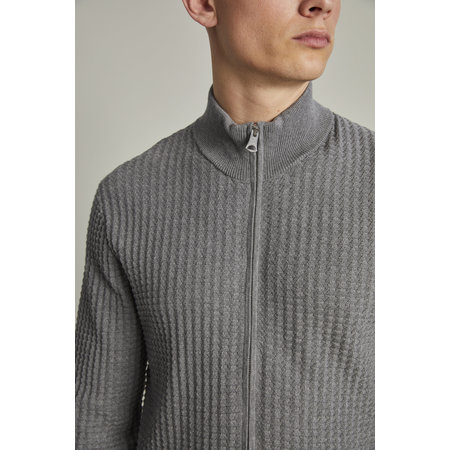 Medium Grey Melange Zip-Up Sweater