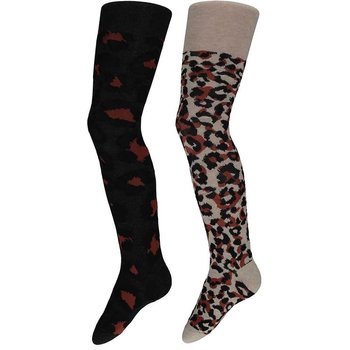 Girls Fashion Tights - Brown Animal - Pack of 2