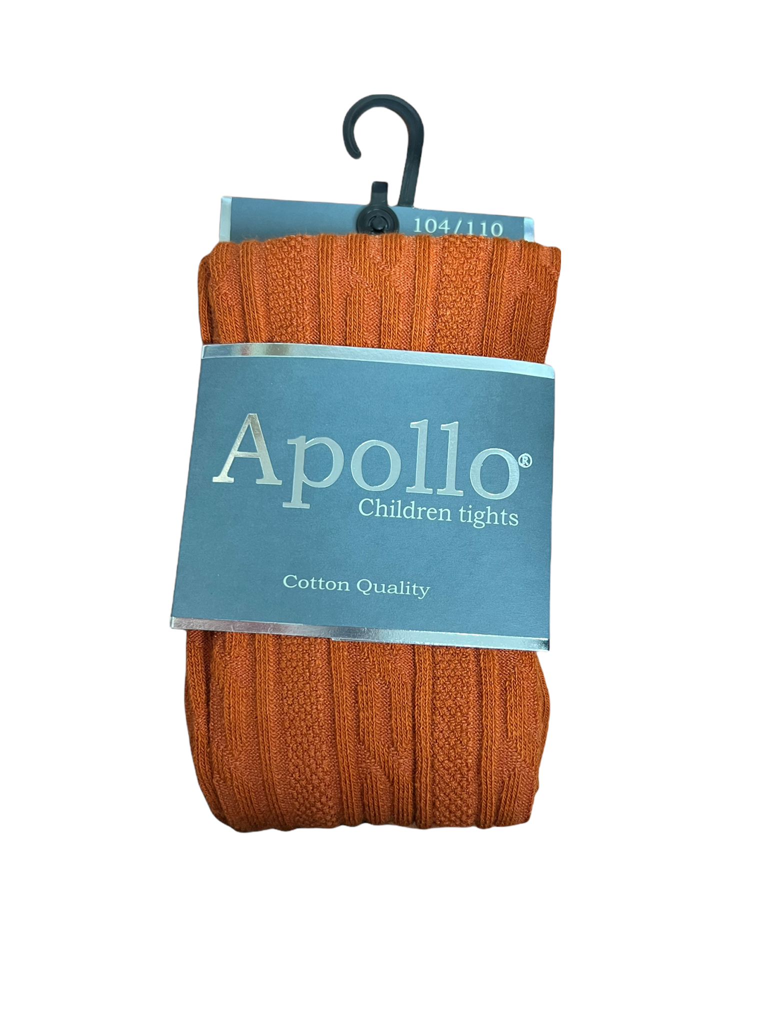 Girls Cotton Cable Knit Tights - Burnt Orange