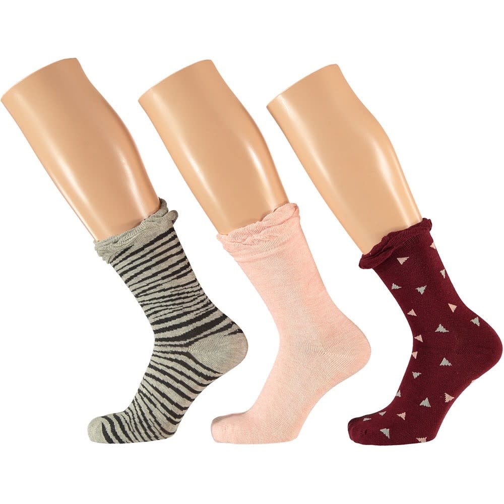 Girls Ruffle Socks - Ruby - 3 Pack