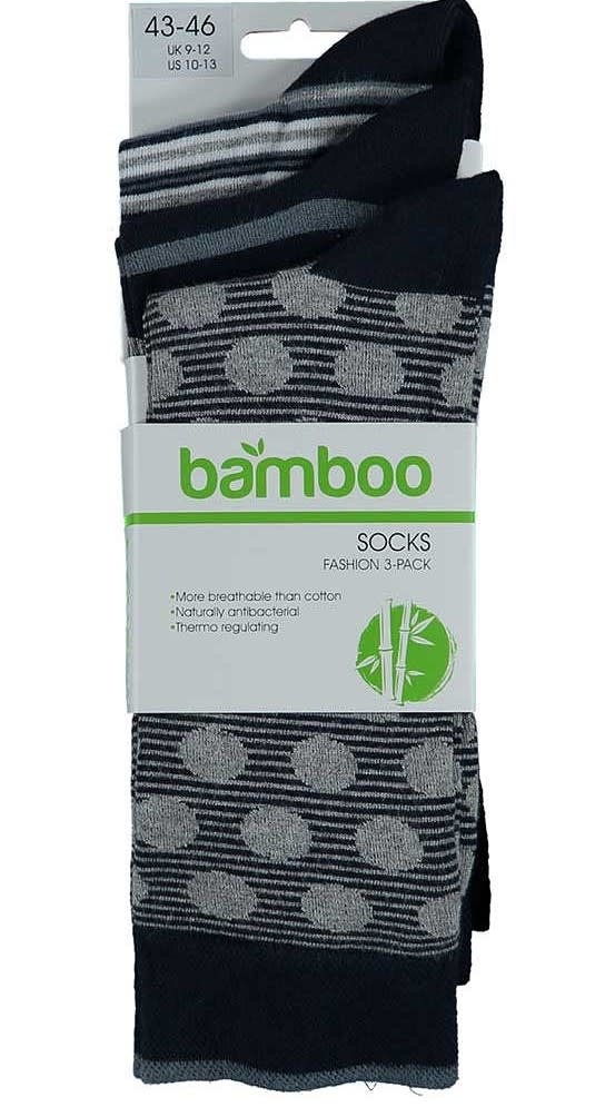 Mens Bamboo Socks - Navy Dots - 3 pack - Size 43-46