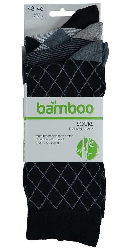 Mens Bamboo Socks - Navy Geometric - 3 pack - Size 39-42