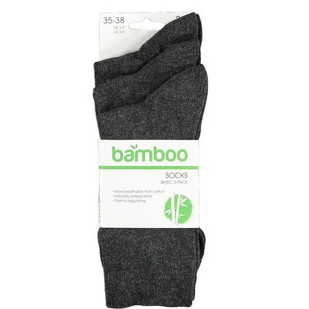 Mens Bamboo Basic Socks - Charcoal - 3 pack