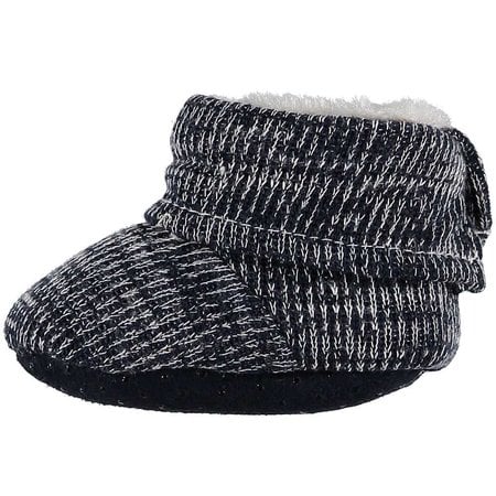 Knitted Minky Lined Booties - Navy Mix