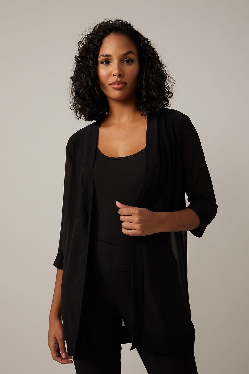 Ladies Cover-Up with Chiffon Blocking - Navy