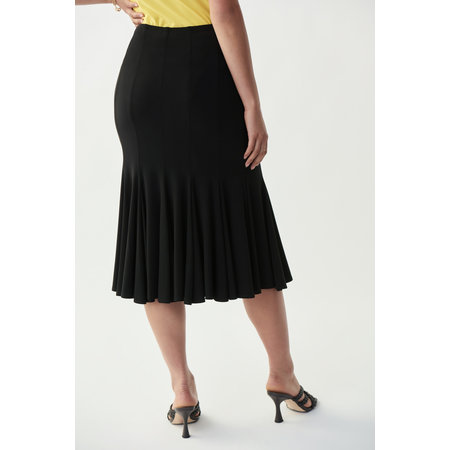Pull-On Skirt with Faux Buttons - Black