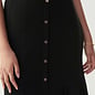 Pull-On Skirt with Faux Buttons - Black
