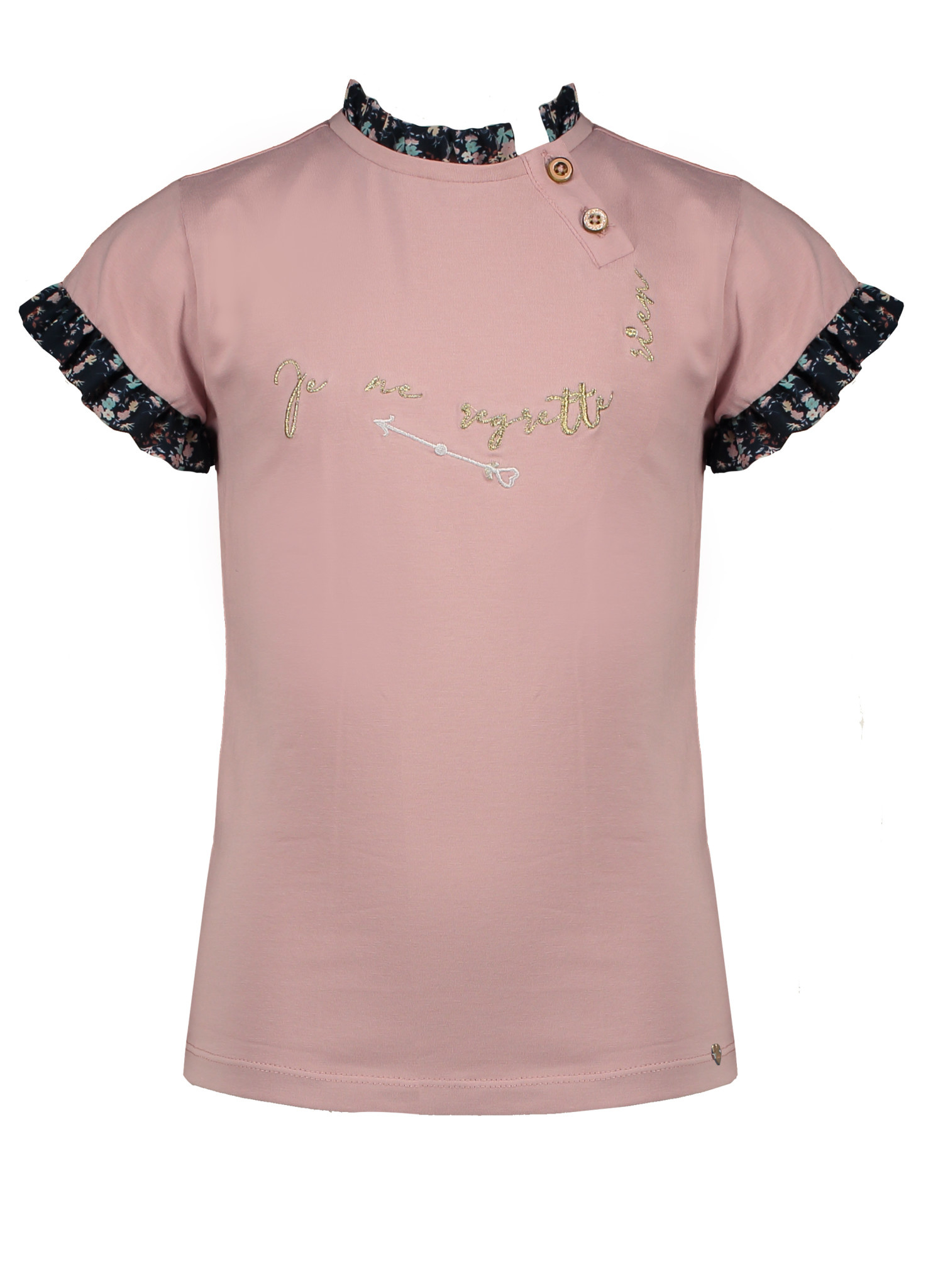 Kimy Tee with Woven Ruffles - Vintage Rose