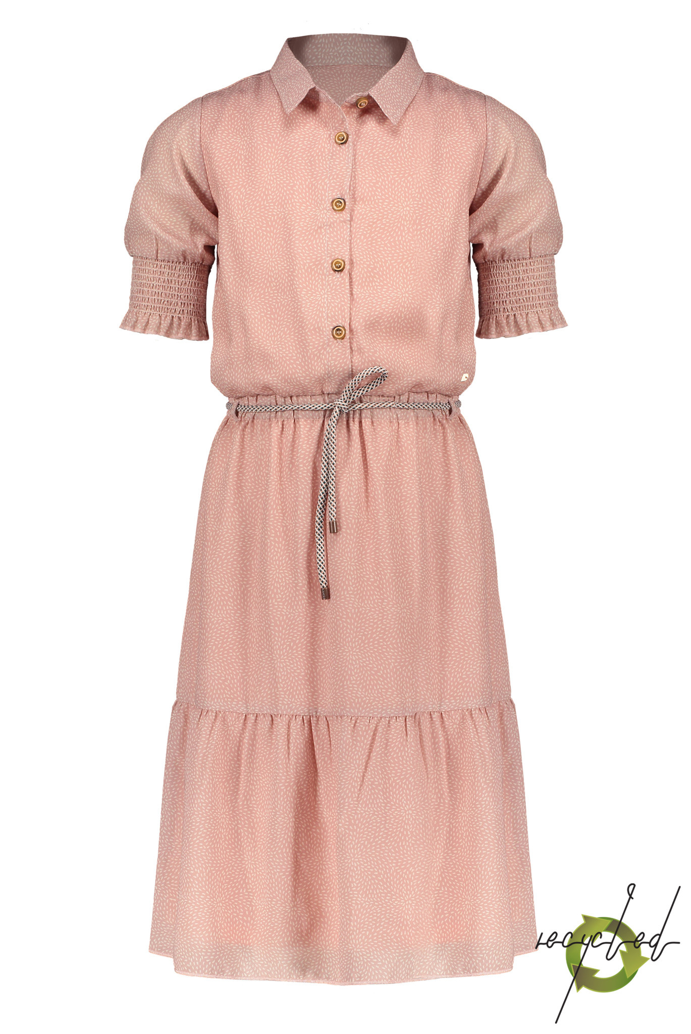 Miron Long Dress with Smocked Cuffs - Vintage Rose