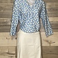 Top with Pleated Shoulder - Light Blue Polka Dot