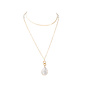 Gold Layered Necklace with Stone Pendant