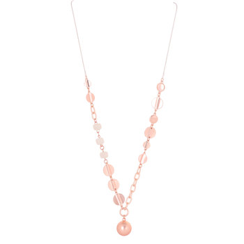 Matte Rose Gold Necklace with White Stone Accent