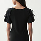 Black Top with Tiered Mesh Sleeves