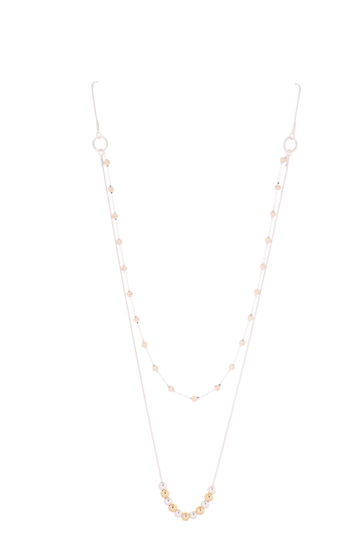 Long Chain with Metal Beads and Small Stones
