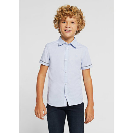 Short Sleeve Dress Shirt with Accent Piping