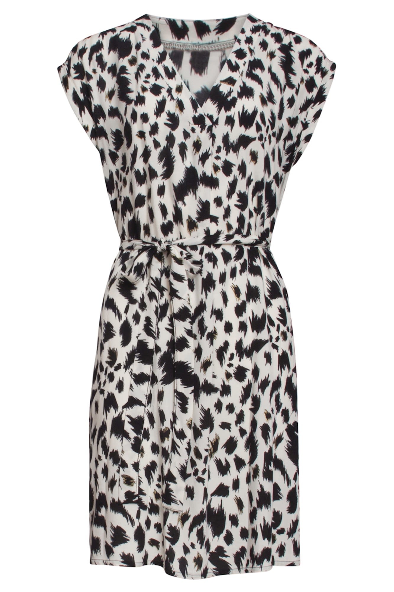 Offwhite and Black Speckle Print Dress