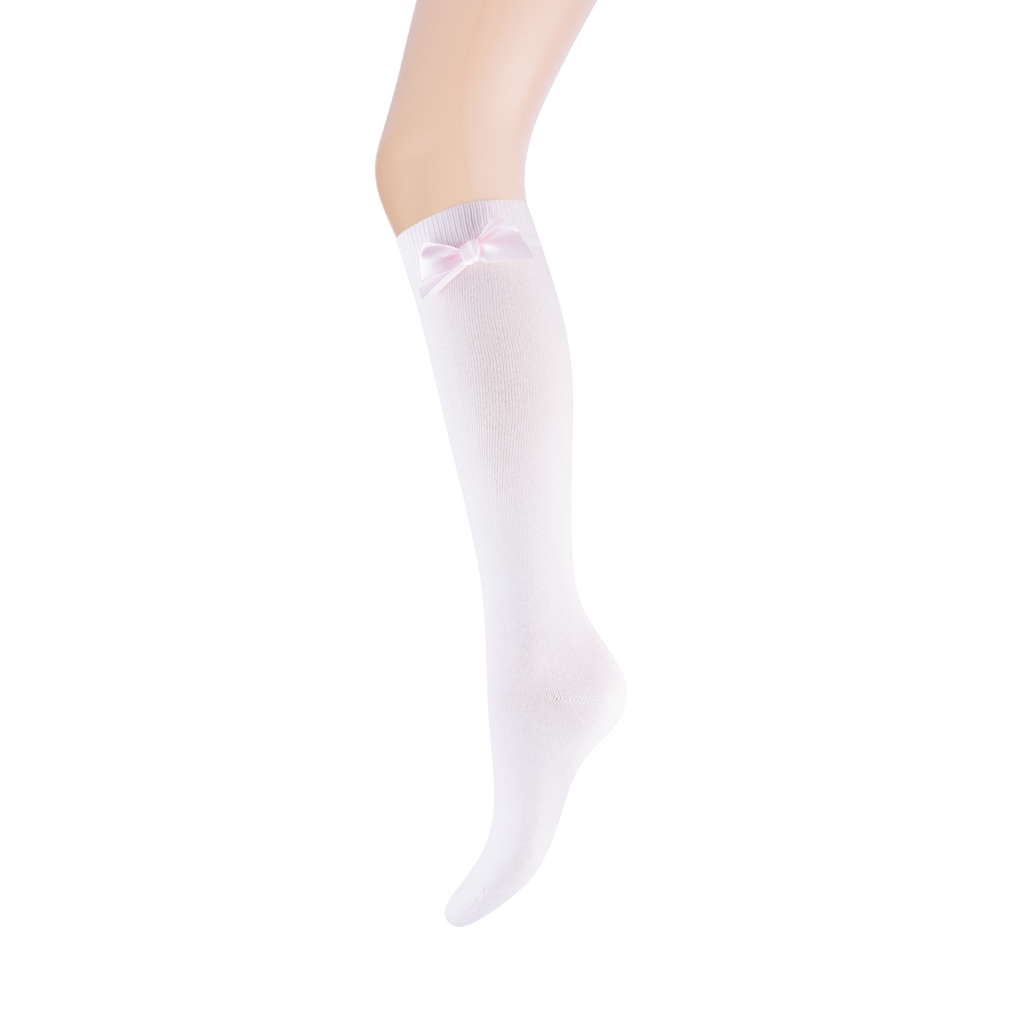 Girls Knee Socks with Satin Bow - Bubblegum