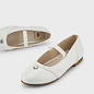 Heart Accent Ballerina Flats - White