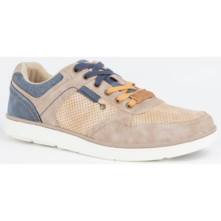 Mens Distazio Sneaker - Taupe with Navy Accents