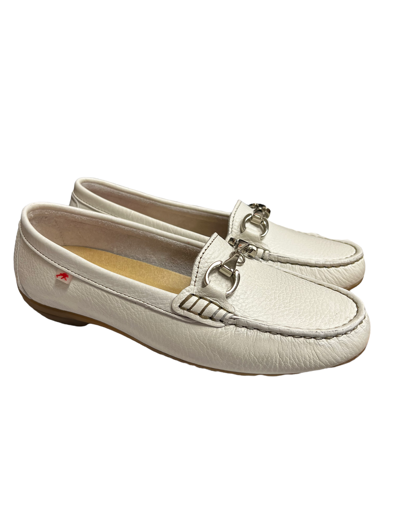 White Leather Loafers with Metal Clasp