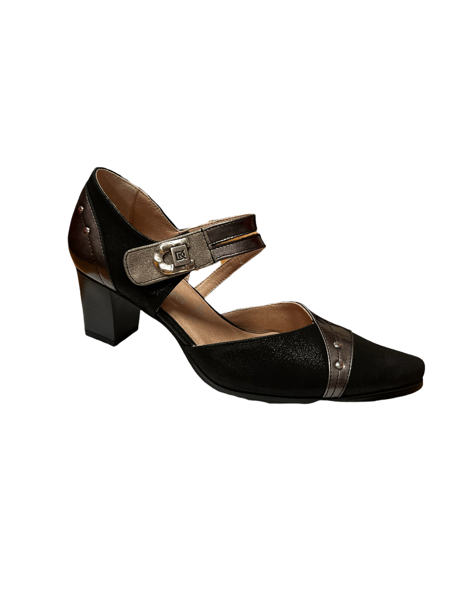 Black Mary Jane with Higher Heel and Contrast Panels