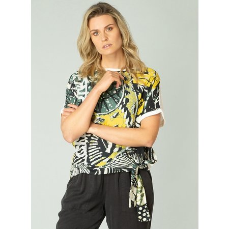 Gryte Print Top with Jersey Back and Contrast Stripe