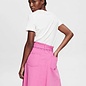 Pink Belted Twill Skirt