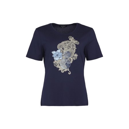 Navy Tee with Center Paisley Print