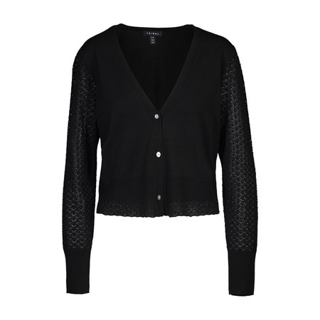 Black Cardi with Pointelle Sleeves