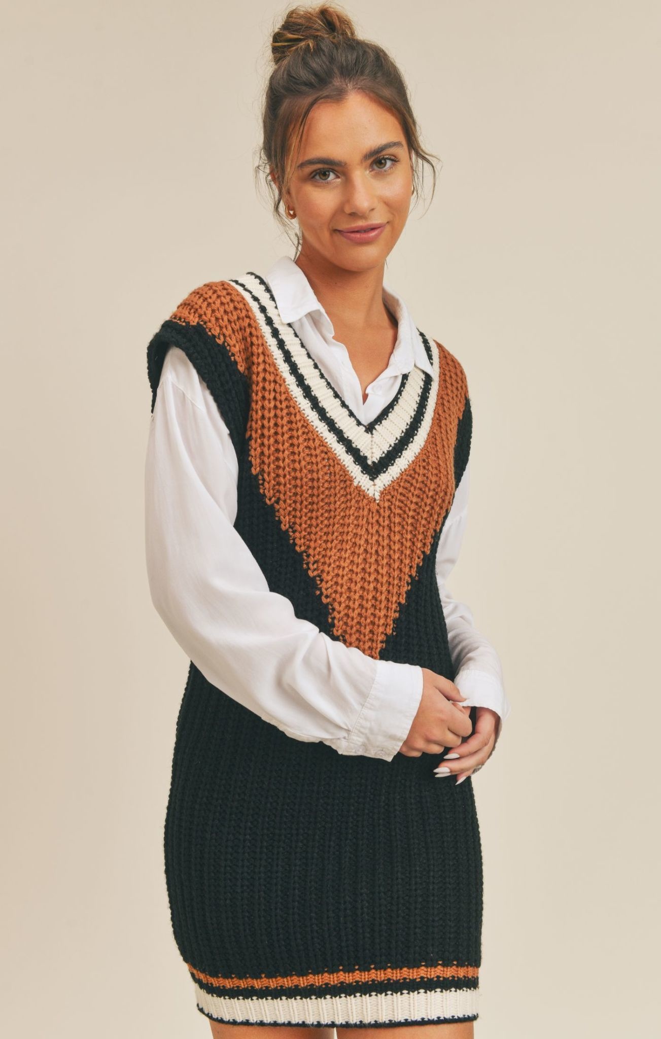 Listen Up Contrast Sweater Mini Dress