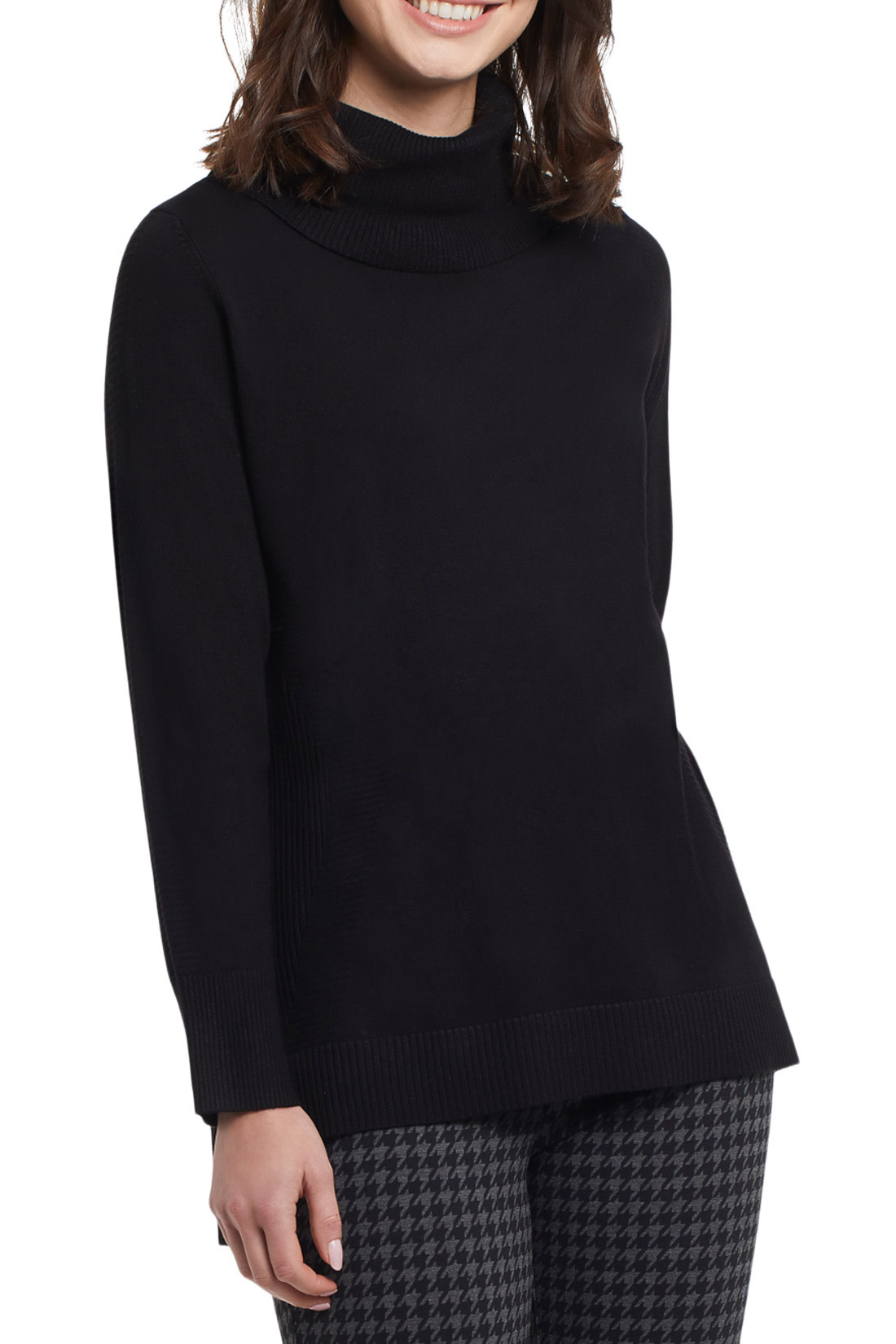 Long Sleeved Cowl Neck Sweater - Black