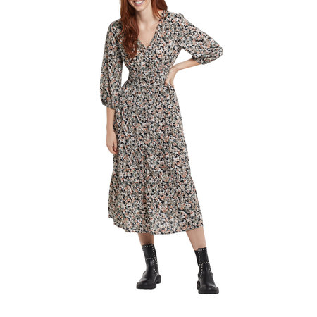 Long Sleeve Button Front Tiered Dress - Rosebud
