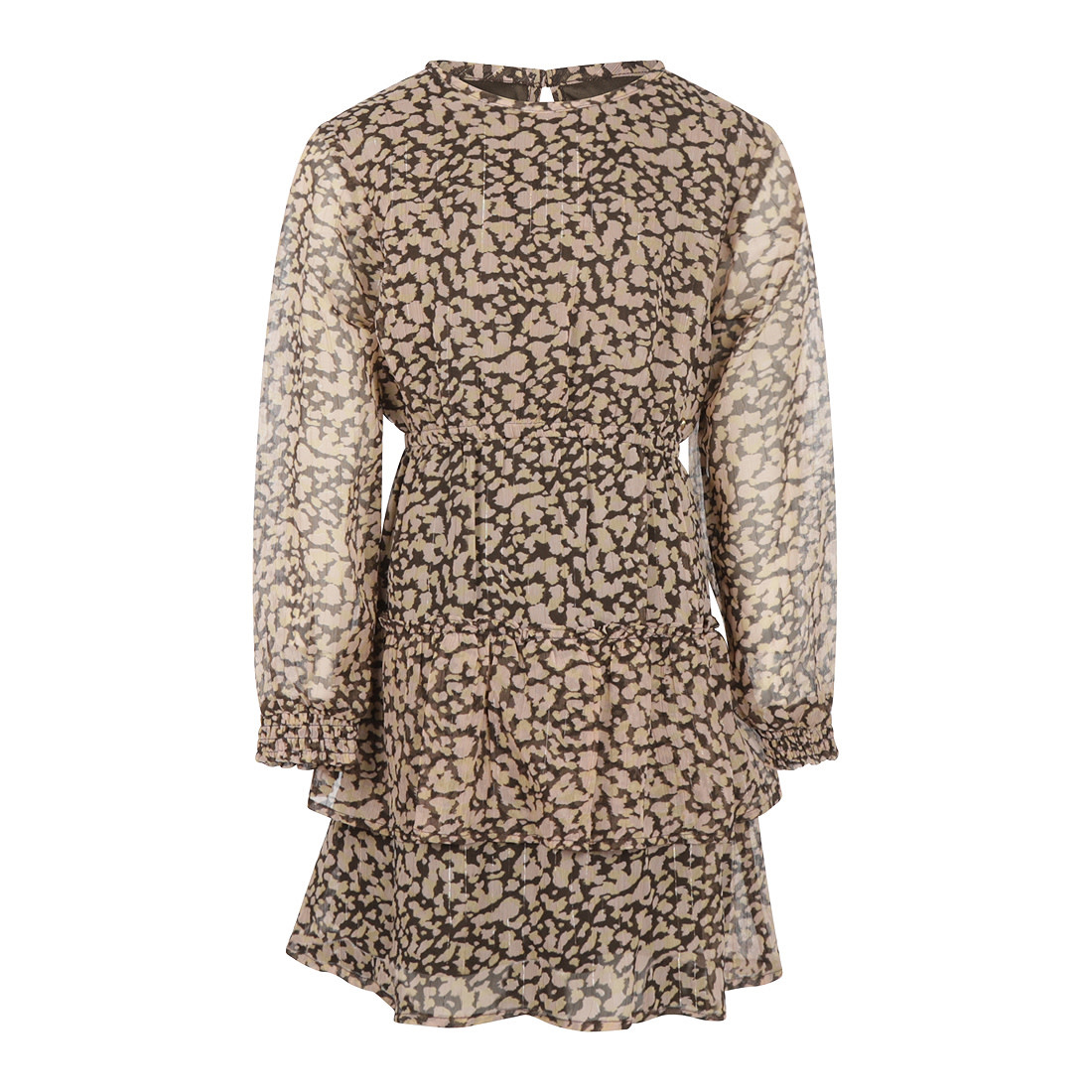 Chiffon Leopard Print Dress with Lurex Pinstripe