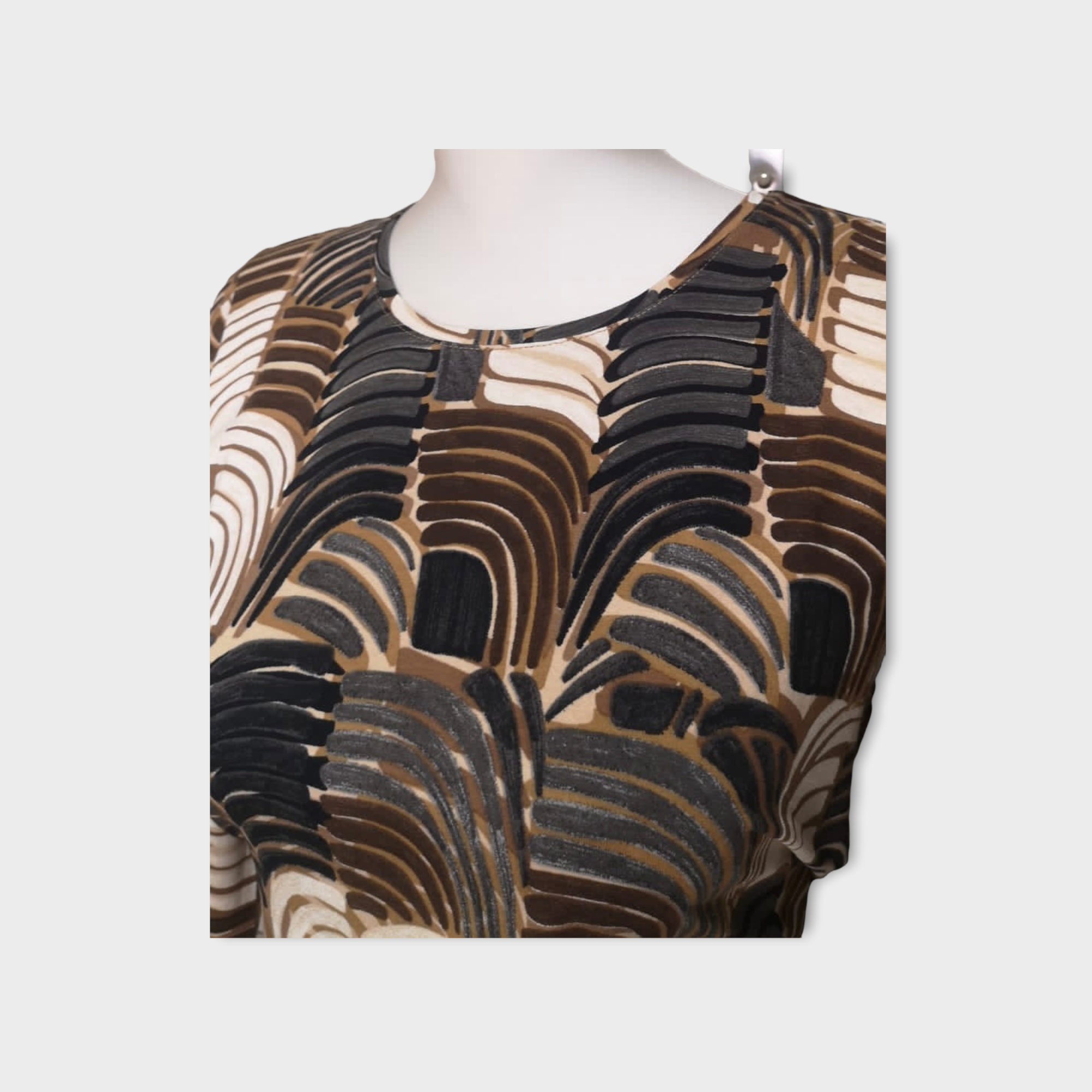 Abstract Leaf Print Top - Earth