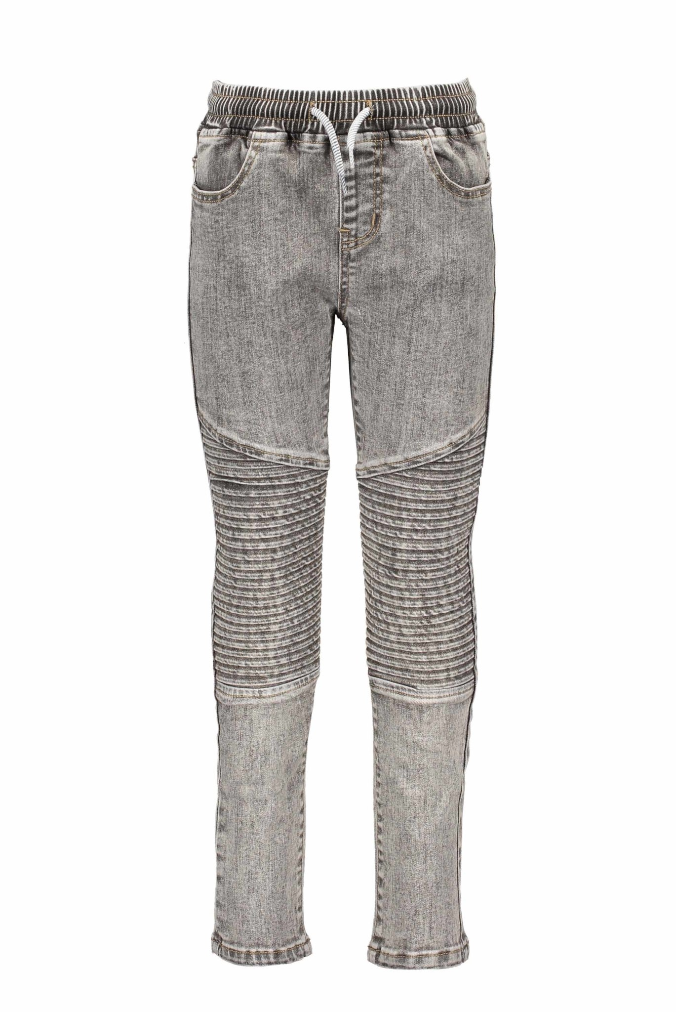 Grey Wash Moto Jeans