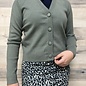 Cardi with Seamed Bottom and Covered Buttons - Green