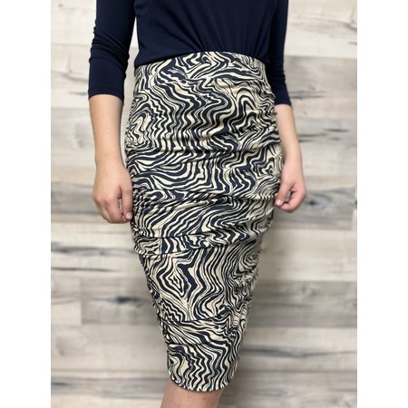 Layered Skirt - Navy and Light Sand Zebra Print