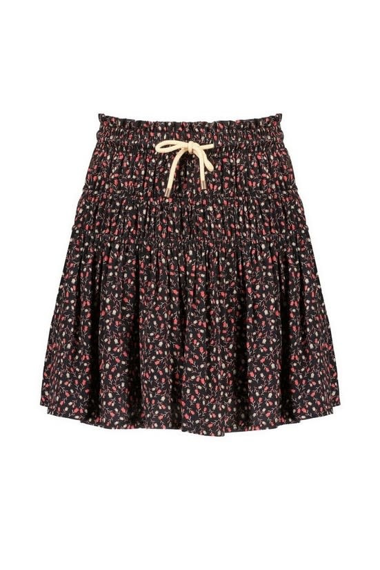 Neille Print Skirt with Smocked Waist - Anthracite