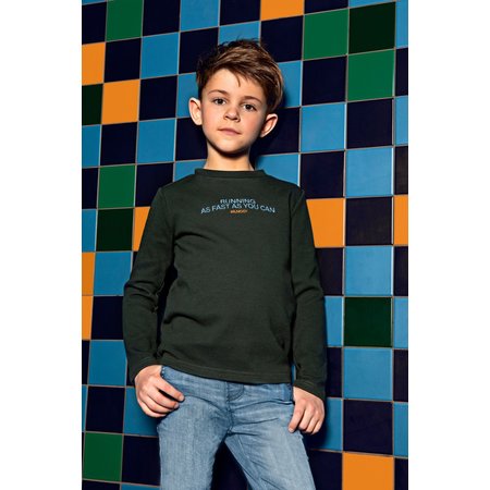 Boys Waffle Knit Shirt - Deep Green